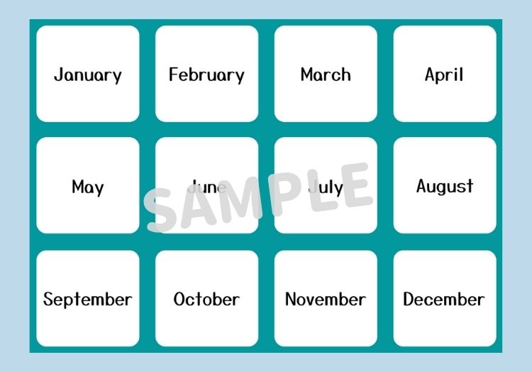 月の名前カード英語